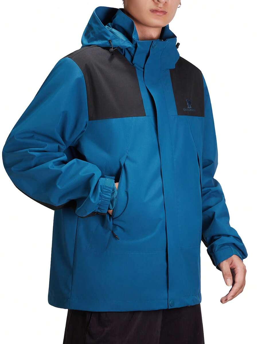CAMEL CROWN Men's Waterproof Jacket Rain Coat Windbreaker Hooded For Outdoor Hiking Climbing Traveling - Blue - View 1