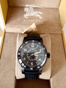 Burberry Utilitarian GMT Subdial Black Leather Band Men's Watch - Black - View 13