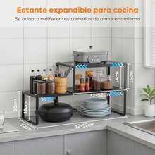 Especieros Para Cocina Retractil 2 Piezas Repisas Para Cocina Estante Para Cocina Material De Acero Al Carbono Apilable Y Varios Estilos De Montaje Para Cocinas Armarios Oficinas Baños - como en la foto - Ver 3