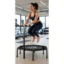 Trampolín Fitness Hexagonal 101 cm con Barra Ajustable Brincolín para Adultos con 42 Ligas Acero Anticorrosión y Capacidad 100 kg - Multicolor - Ver 3