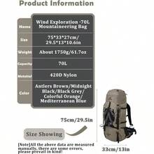 Naturehike 70+5L Lightweight Hiking Backpack Tear-Resistant Fabrics-Light CR Carrying System-Comfortable Weight-Bearing Lightweight Mountaineering Bag With Rain Cover Outdoor Daypack For Adults - Brown - View 5