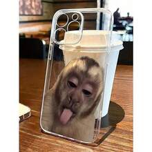 Expression 1pc Perforated Transparent Monkey Painted Thick Shockproof Protective Phone Case Compatible With IPhone 16/11/16pro/16plus/16promax/16e/15Promax/13/14/12/XS/XR/7G/8PYOUR-BELOVED-PHONE Christmas Gifts Christmas Gifts,New Year Gifts,Valentine's Day Gifts - 無色 - 查看 5