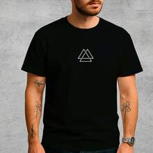 Men's Triangle White T-Shirt, Premium Cotton Shirt - 黑色 - 查看 1