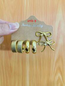 Set de cercei la modă aurii, 6-18 bucăți, stilați și eleganți, potriviți pentru diverse ținute