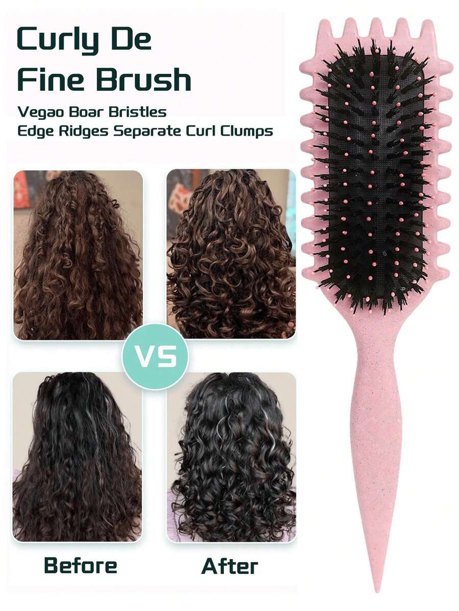 2035brushes Green Curl-Defining Hair Brush - Unisex, Easily Styles And Creates Perfect Curls For 2A To 4C Hair Types, Reduces Frizz, Suitable For Wet Or Dry Hair