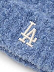 MLB Women Beanie Warm Winter Hats Embroidery Knitted Hat, Soft Knit Lazy Beanie For Women, Women Cat Beanie, Warm Cap Cute Cat Ears Knitted Hat Fall - 淺藍色 - 查看 4