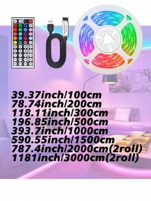 RGB Ambient LED Light Strip, 39.37-1181 Inch, USB Version, 44-Key Remote Control, Self-Adhesive Backing, Suitable For Bedrooms And Parties. - Multicolor - View 3