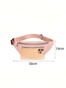 时尚百搭纯色运动腰包/斜挎包（女士款） - 黑色 - 查看 8