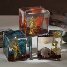 1pc Resin Epoxy Embedded Natural Stone Creative Ornament, Miniature Mining Scene Crystal Craft, Lapis Lazuli Miner, Brass Miner, Amethyst Miner, Ruby & Emerald Miner - Multicolor - View 3