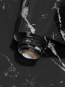 1pc Black Marble Pattern Self-Adhesive Kitchen Sticker, Nordic Minimalist Waterproof Oil-Proof Glossy Kitchen Countertop Stove Cover, Cabinet Drawer Anti-Fouling Wallpaper - Black - View 4