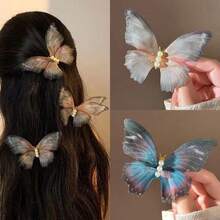 Hair Clips - Blue Bow Hair Clip - View 5