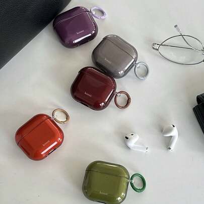 复古透明字母耳机保护套，带挂环，兼容 Pro 3、新款 4，柔软保护套，兼容 Apple 2/Pro/Pro 2，可爱韩版ins风，女士适用