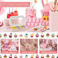 30pcs Cookie Boxes, 7x4.3x1.5 Inches, Pink & White Color With Transparent Window, Suitable For Cupcakes, Gifts, Snacks, Desserts, Strawberries, Muffins, Etc. - Multicolor - View 4