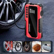 Car Jump Starter With Air Pump, Ultra- Car Battery Starter, 12V Jump Starter Battery Pack, 5000A Battery Booster, Emergency Power Box, Portable Charger And Jumper Cables, Suitable For 2.11 Gallon Gasoline And 1.72 Gallon Engines, Portable Car Jump Starter. - 紅色 - 查看 2