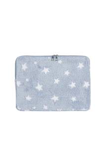 1个11英寸/13英寸/15英寸学生笔记本电脑包，星形印花毛绒休闲男女通用笔记本电脑内胆包，平板电脑保护套，适用于MacBook、HP、ASUS等品牌，适合女生、青少年、男生、大学生使用，9-15英寸平板电脑便携包，兼容iPad Air 4/5、iPad Pro - 淺藍色 - 查看 2