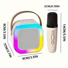 Mini Karaoke Machine, Equipped With 2 Wireless Microphones, Suitable For Adults' Portable Speaker, With Lights And Fun Sounds, An Interactive Dual-Microphone Toy. A Great Gift For Ramadan. Ideal For Giving As A Gift To Boyfriends And Girlfriends.