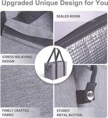 Reusable Insulated Cooler Bag With Zipper For Food, Thick Aluminum Foam Carrier Bag For Frozen Products - 灰色 - 查看 4