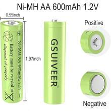 1.2V Ni-Mh AA 600mAh Rechargeable Batteries For Outdoor Solar Garden Lights (4 Pack) - Gói 4 - Xem 4
