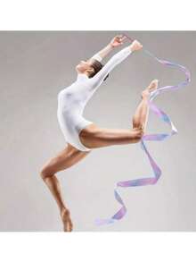 1pc/2pcs/5pcs Rhythmic Gymnastics Ribbons, 2m/4m/6m Dance Ribbons, Dance Performance Silk Ribbons, Glitter Dance Satin Ribbons With Rotating Baton - Multicolor - View 2