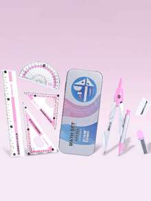 7pcs Compass & Ruler Set, High Precision Measuring Tools, Student Prizes, School Supplies, Essential For Back To School, Learning Tool Kit - Multicolor - View 3