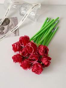 1 pieza Bolígrafo de regalo del Día de San Valentín, lindo y suave, con forma de rosa de silicona, bolígrafo neutral y divertido con flor para regalo - Multicolor - Ver 15