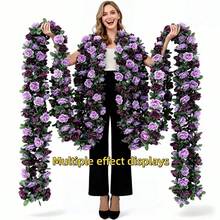 2pcs Artificial Gradient Color Rose Vines, Full Blooms With Multi-Layers, Flexible Shaping. Suitable For Wedding Arch Decor, Aisle Arrangement, And Wall Decoration. Can Also Be Hung On Balcony Railings Or Living Room Ceilings. Designed For Romantic Scenes: An Ideal Choice For Wedding Venue Landscaping And Home Decor, Creating A Soft And Dreamy Spring/Summer Ambiance.