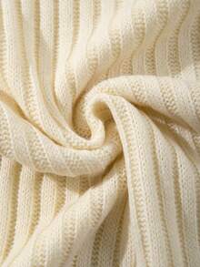Men's Vertical Ribbed Knit Sweater, Crew Neck Short Sleeve Loose Fit American Minimalist Solid Color Knit T-Shirt, Spring Summer Versatile Casual Base Layer - Apricot - View 10