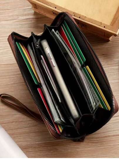 Men's Long Zipper Wallet High Quality Pu Leather Wallet For Men RFID Blocking Business Clutch Bag Credit Card Holder Purse Man