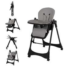 GCCSJ Baby High Chair6-In-1 Foldable Baby High Chair For 0-36 Months - 5 Height Adjustable Convertible Infant Toddler Feeding Chair, Removable Easy-Clean Tray & Locking Wheels, Soft PU Seat High Chair With Safety Harness, Multi-Stage High Chair For Home Dining, Travel & Small Spaces, Available In 6 Colors(The Best Christmas Gift For Children) - Dark Gray + Universal Wheel - View 12
