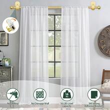 Curtain Rods No Drilling, 5/8 Inches No Drill Curtain Rods For Windows, Renter Friendly Adjustable Small Drapery Rod For Lightweight Curtains, Black/Gold - Vàng - Xem 3