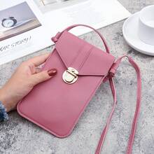 Cartera de teléfono con pantallaáctil de cuero PU con hebilla de bloqueo para mujeres, cartera pequeña vintage para estudiantes - Rosa oscuro - Ver 13