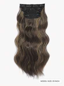 20inch Hair Extensions Clip In, 4PCS Wavy Hair Extension, Light Brown With Golden Highlights Hair Extensions For Women - Piano Color - View 2