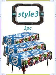 Marvel 3/2/1件装漫威蜘蛛侠桌布，防水加厚，卡通主题 - 新年/生日/婚礼派对餐桌装饰品，防水桌布，适用于新年/生日/婚礼和野餐，耐用塑料材质，趣味卡通图案 - 彩色 - 查看 5