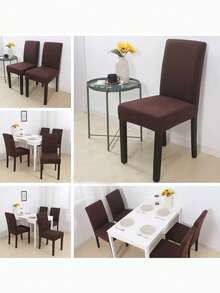 1 غطاء كرسي قابل للتمدد بلون أحادي قابل للتعديل، غطاء مرن من السبانديكس، غطاء مقعد للمطبخ والغرفة الصالة والحفلات والاستخدام المنزلي - متعدد الألوان - مشاهدة 7