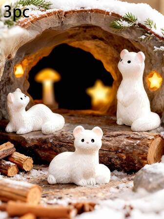 3 piezas de adornos de resina de hurón de simulación lindos, decoración de paisaje micro creativa, decoración de escritorio personalizada, pequeños adornos curativos para aportar vitalidad al hogar