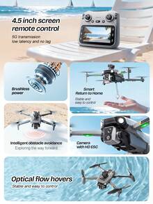 AXNEN 2026 New K19MAX Brushless Auto-Return Drone With 4.5" FPV Remote Controller, One-Key Deployment, Dual Cameras, Brushless Motor, Optical Flow Hovering, Modular High-Capacity Battery And Smart Obstacle Avoidance. Built-In Camera, Easy To Fly Even For Beginners. Perfect Gift For Christmas And Other Holidays.