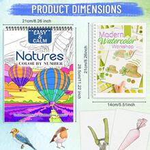 3 Peças Conjunto de Cadernos de Esboço e Desenho Digital para Prática de Aquarela para Adultos, Inclui Temas de Natureza, Cozinha e Jardim, Papel Espesso de 300g/140lb, Espiral, Útil para Alívio do Estresse e Inspiração de Criatividade. Designs de Padrões Vibrantes, Presente Perfeito para Homens e Mulheres para Natal, Halloween, Ação de Graças, Dia dos Namorados, Ramadã e Feriados de Ano Novo.