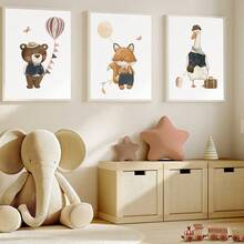 1pc Canvas Wall Art Retro Forest Theme Nursery Wall Art_Bohemian Style Nursery Decor Nursery Supplies Framed Nursery Wall Art Perfectly Suited For Children's Room Decor, Playroom Decor Children's Room Decor Nursery Decor, Playroom Decor, Preschool Decor, Girls' Bedroom Girls' Room Decor Children's Room Decor Boys' Bedroom Boys' Room Decor Girls' Bedroom Decor