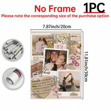 1张可定制海报，适用于情人节、周年纪念日，帆布模板，可编辑情侣照片拼贴画，浪漫个性化礼物，个性化墙面装饰，房间装饰，可选相框，适合家庭使用 - 彩色 - 查看 14