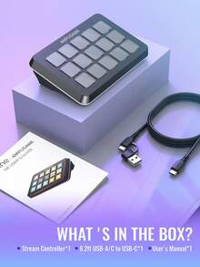 AmpliGame 直播控制器，带 15 个宏按键，直播键盘，可在 OBS/Twitch/Streamlabs 中触发操作，快捷键小键盘，兼容 PC-FIFINE D6 - 黑色 - 查看 11