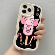 1PC Phone Case ,  Pink Pig Ice Cream Candy , Stylish Phone Case, Phone Decoration, All-around Lens Protection, Creative Small Gift, Funny Gift for Boys and Girls - Blanco - Ver 4
