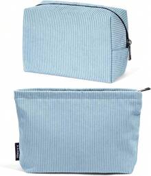 Almacenamiento deéticos Bolsa de Maquillaje Pequeña 2 Pcs Bolsa deéticos de Pana Estépara Mujer Bolsa para Maquillaje Cosmetiquera para Maquillaje para Viajar Neceser Mujer Portátil(VERDE) - Azul - Ver 9