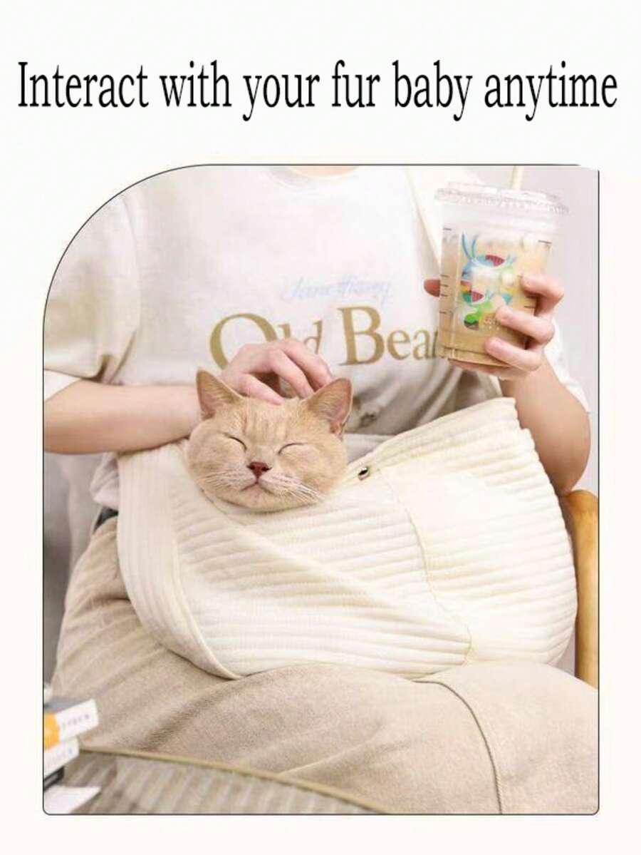 1个宠物背袋，便携式肩包，适用于小型/中型宠物，舒适宽肩带宠物背袋 - 白色 - 查看 1