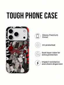 Funda de teléfono con espejo y poses dinámicas de personajes de anime. Funciona también como espejo y es compatible con  17,  16 Pro Max,  15 Pro Max,  13 y  12. Fabricada en TPU resistente, garantiza protección contra golpes y caídas. Un regalo ideal para amantes del anime, amigos, familiares y ocasiones especiales como cumpleaños, festividades o simplemente para demostrar tu cariño. - Blanco - Ver 3