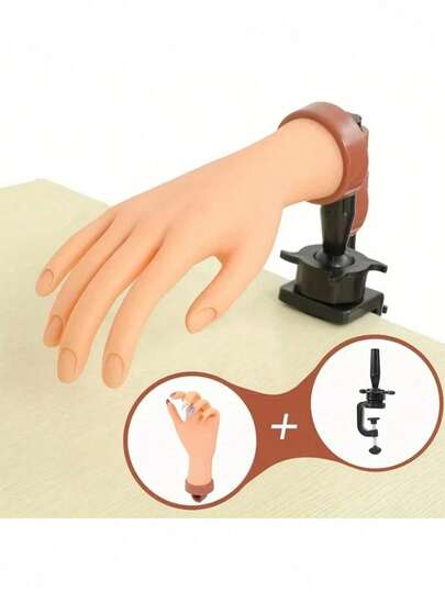 1pc Flexible Acrylic Nail Practice Hand Model With Realistic Nail Beds, Ideal For Nail Art Training And Salon Practice, Essential For Nail Students, Beginners And Technicians, Also Great Christmas And Graduation Gift - Non-Slip Base And 360° Rotatable Wrist