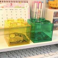 1pc Building Blocks Piggy Bank Coin Stacking Savings Bank, Coin Storage Tank Reward Coin Storage Box Gift, Packaged And Shipped At Random. Note: Minor Scratches May Occur During Transportation, Which Is Normal. If You Are Bothered By This, Please Do Not Purchase. - Multicolor - View 1