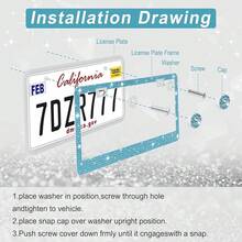 Bling License Plate Frame For Women, 2Pack Rhinestone Handcrafted Crystal Premium Stainless Steel, Stainless Steel Car Decorative Accessories With Diamond Sparkle Glitter Caps (Blue),2pc,Blue - 藍色的 - 查看 6