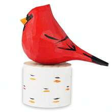 VIPbuy Handmade Wood Bird Figurines, Hand Carved Painted Wooden Bird Ornaments Crafts Home Office Desktop Decor Gifts (Male Cardinal),MaleCardinal - 男性樞機主教 - 查看 1