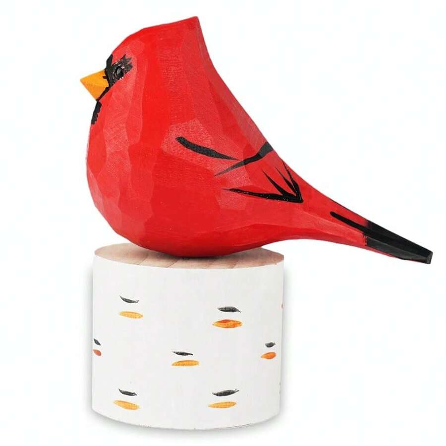 VIPbuy Handmade Wood Bird Figurines, Hand Carved Painted Wooden Bird Ornaments Crafts Home Office Desktop Decor Gifts (Male Cardinal),MaleCardinal - 男性樞機主教 - 查看 1