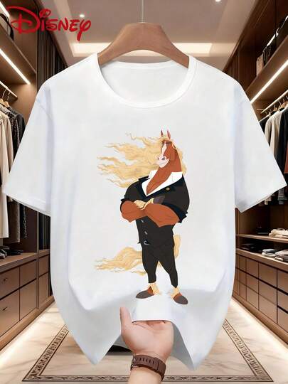 Disney เสื้อยืดแขนสั้นผู้ชายลำลอง Mayor Huey, ผ้ายืดเล็กน้อย, ไม่โปร่งแสง, ดูแลรักษาง่าย, เหมาะสำหรับใส่ในชีวิตประจำวัน